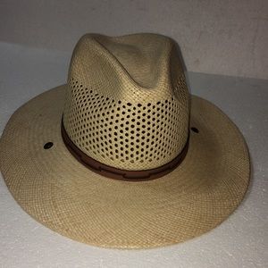Stetson Airway Panama Straw Hat Vented Size 7 Ranch Western Rodeo